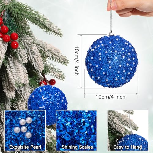 24 Pcs 4" Glitter Christmas Ball Ornament Set D8012