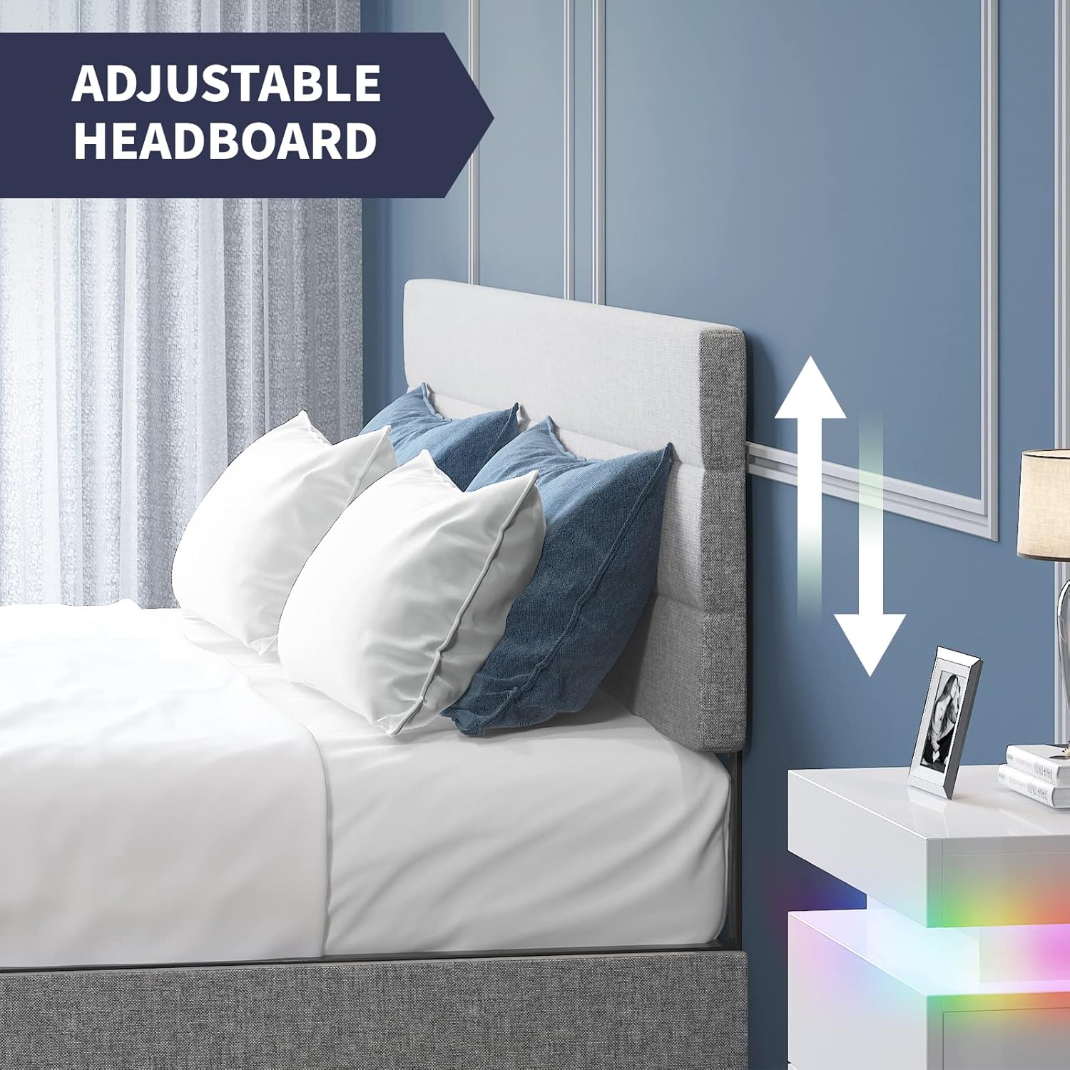 Light Grey King Size Bed Frame with 2 Storage Drawers T1158