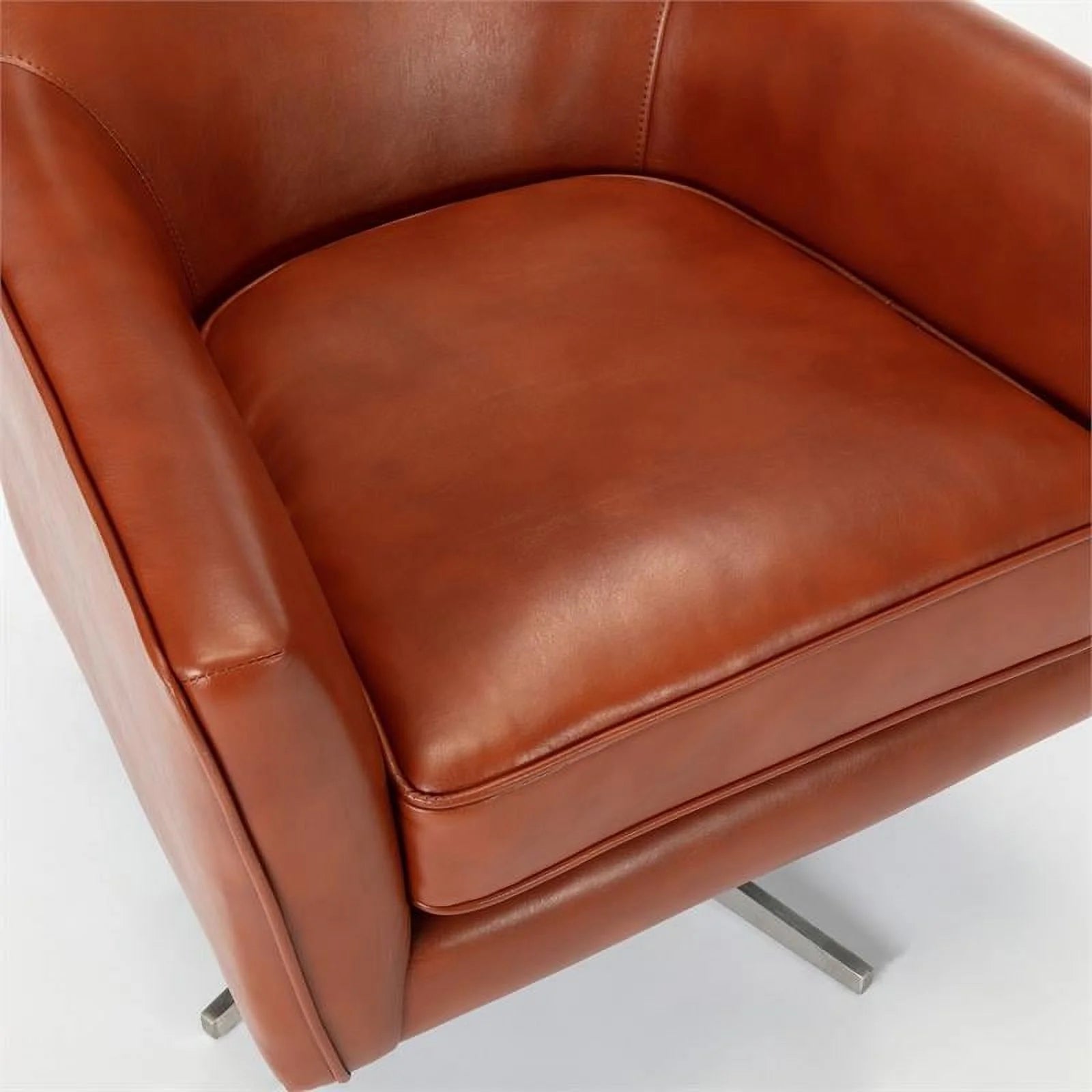Caramel Brown Faux Leather Swivel Armchair C14026