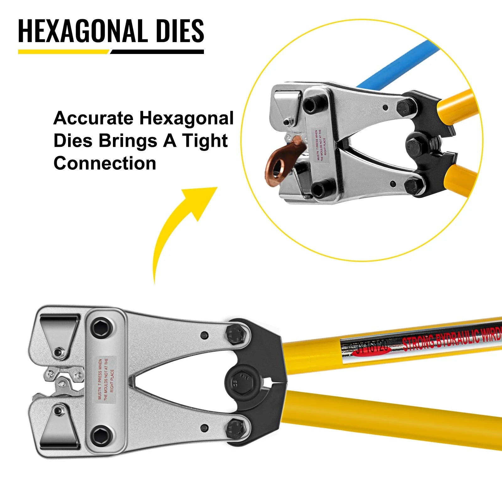 Battery Cable Crimping Tool 10-120 mm2, AWG 8-4/0, Hexagon Lug Crimping Tool A115184