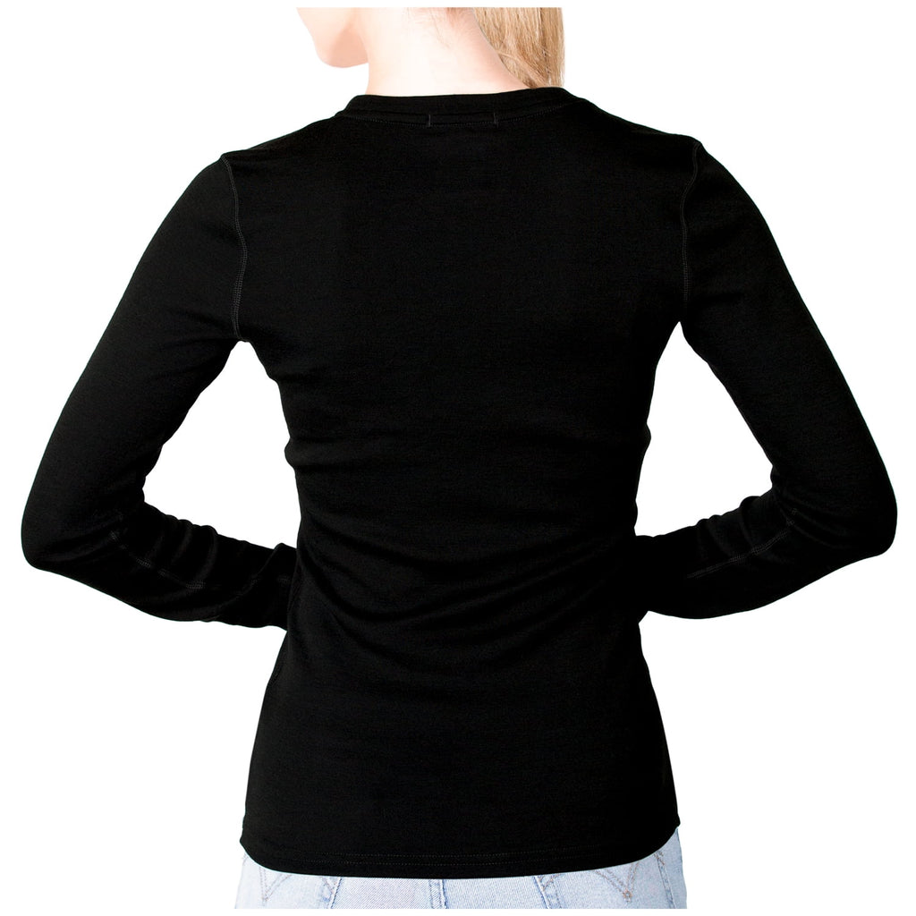 Black Merino Wool Midweight Baselayer Crew C247355