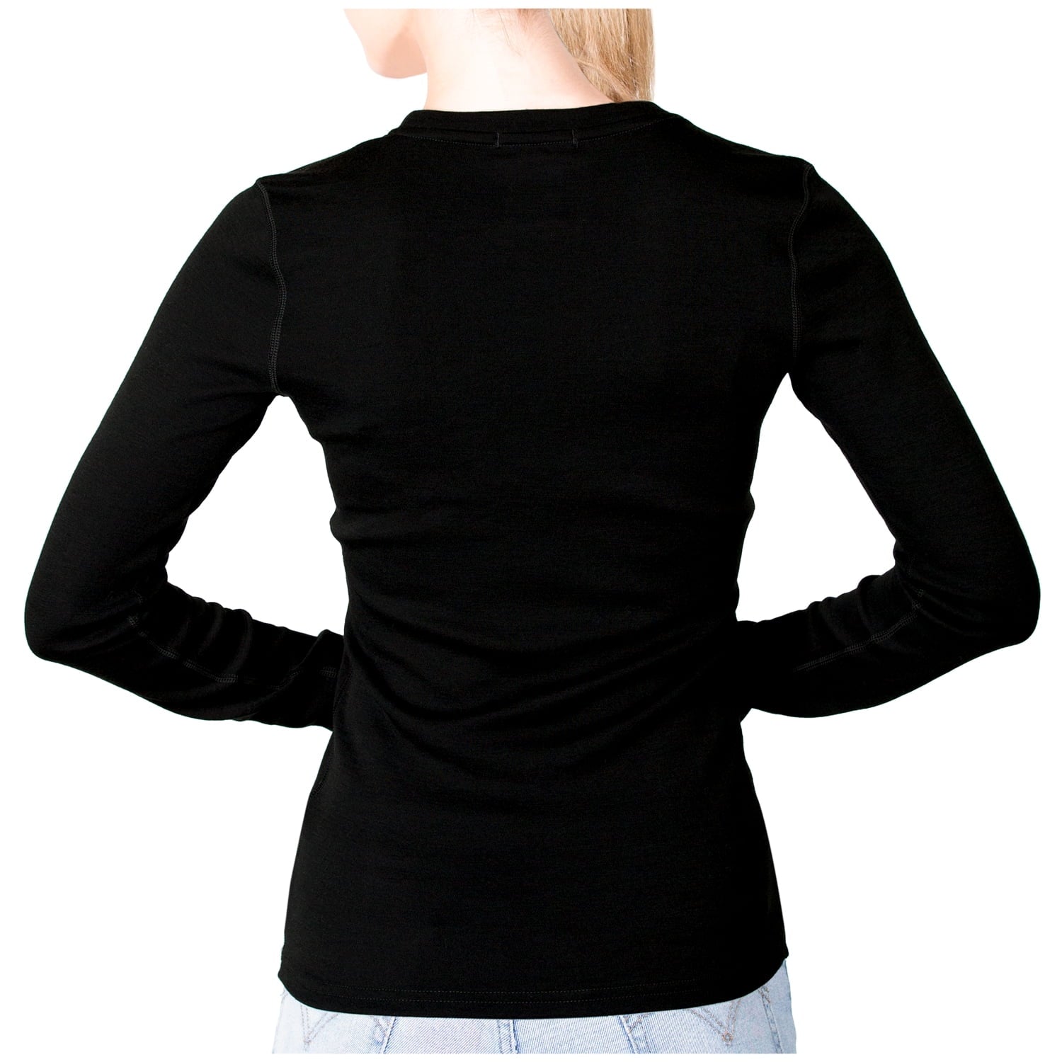 Black Merino Wool Midweight Baselayer Crew C247355