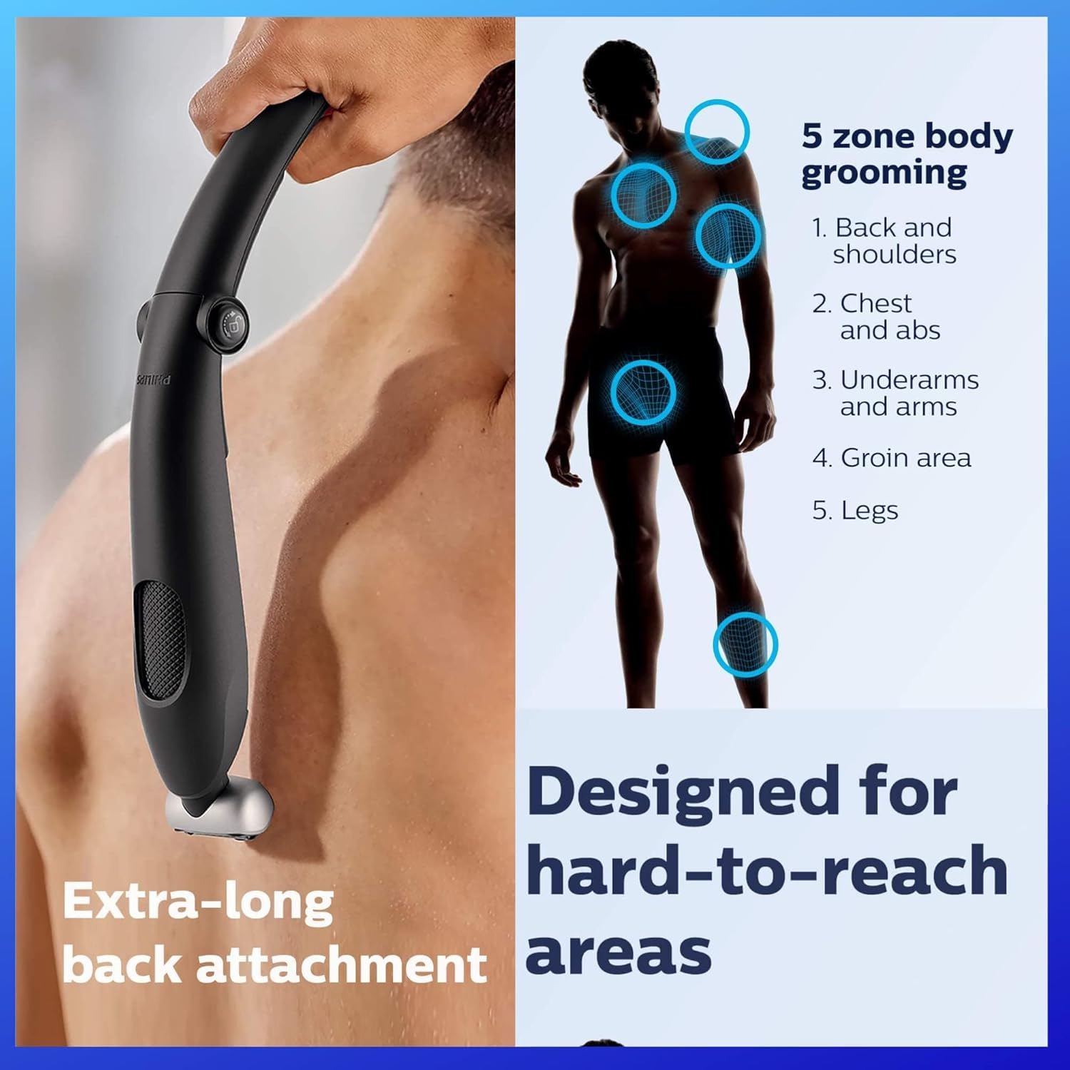Body Groomer Shaver Showerproof Hair Trimmer with Back Attachment R32272
