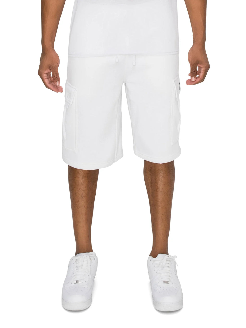White Heavyweight Fleece Cargo Shorts N895