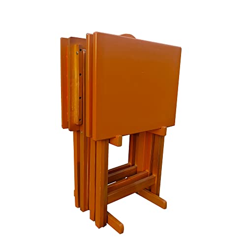 Set of 4 Solid Wood Folding TV Tray Table E311184