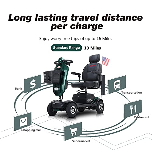 4-Wheel Electric Mobility Scooter with Rotating Swivel Seat, Red D2933