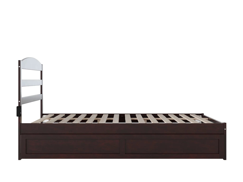 14" Queen Wood Platform Bed Frame with Twin XL Trundle, Espresso K18926