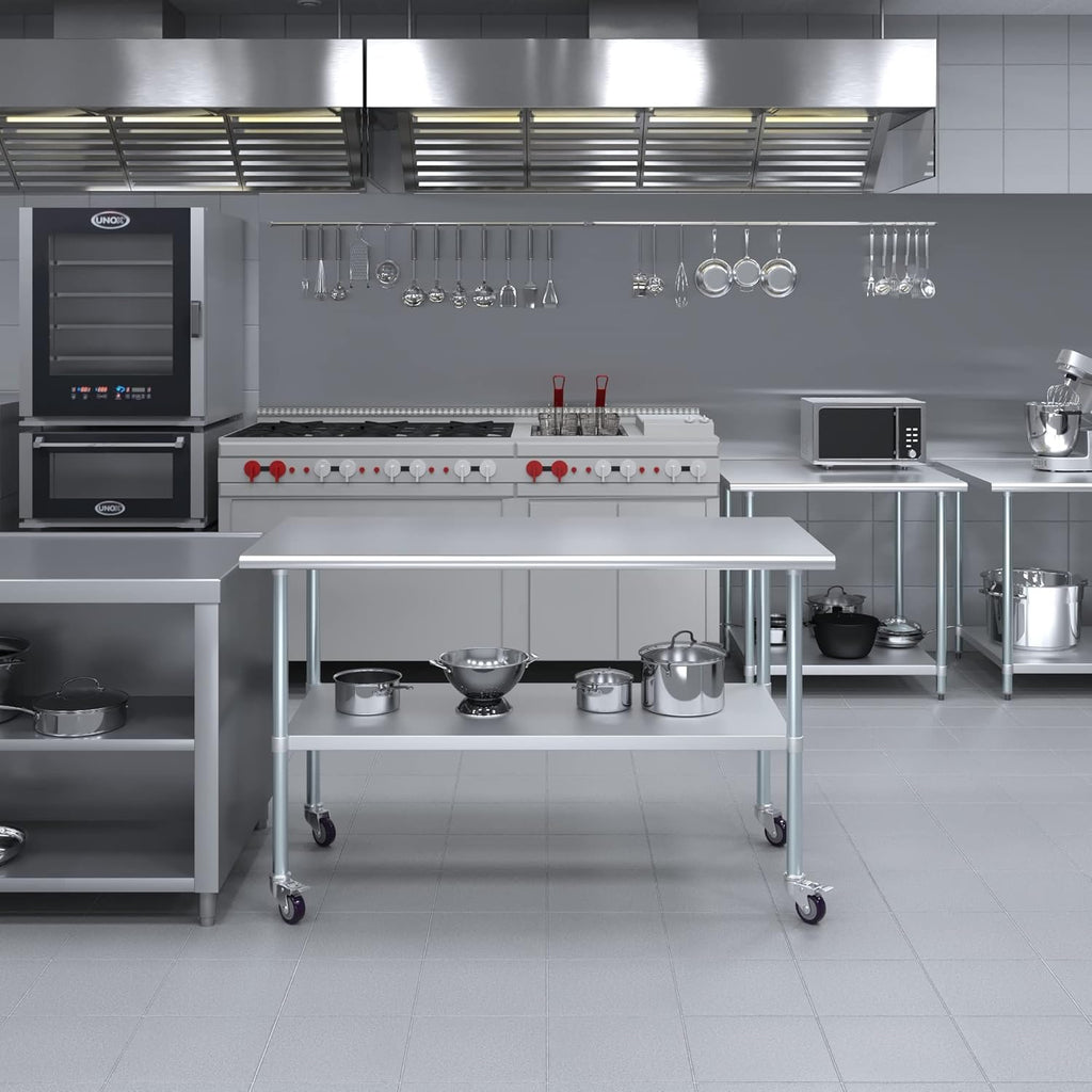 Stainless Steel Work Table with Under-Shelf & 4 Wheels Q14827