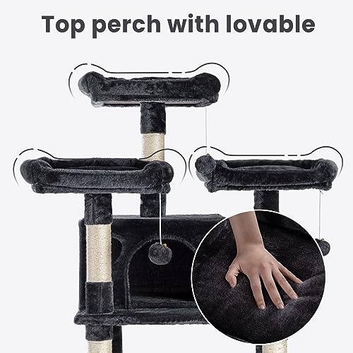 Beige Multi-Level Cat Tree with Condo D546459
