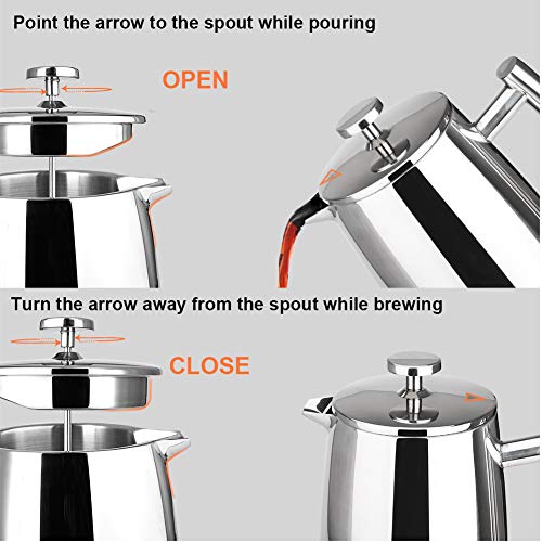 50-Ounce Stainless Steel Insulated French Press Coffee Maker U8469