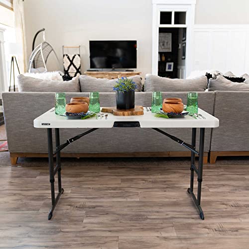 4-Foot Commercial Adjustable Folding Table, Almond J762