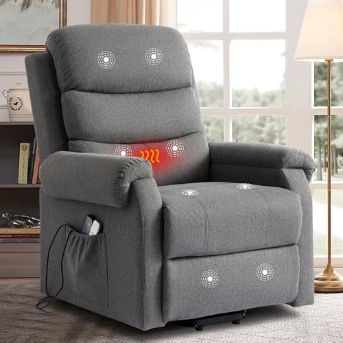 Dark Blue Power Lift Recliner Chair with Heat and Massage O264601