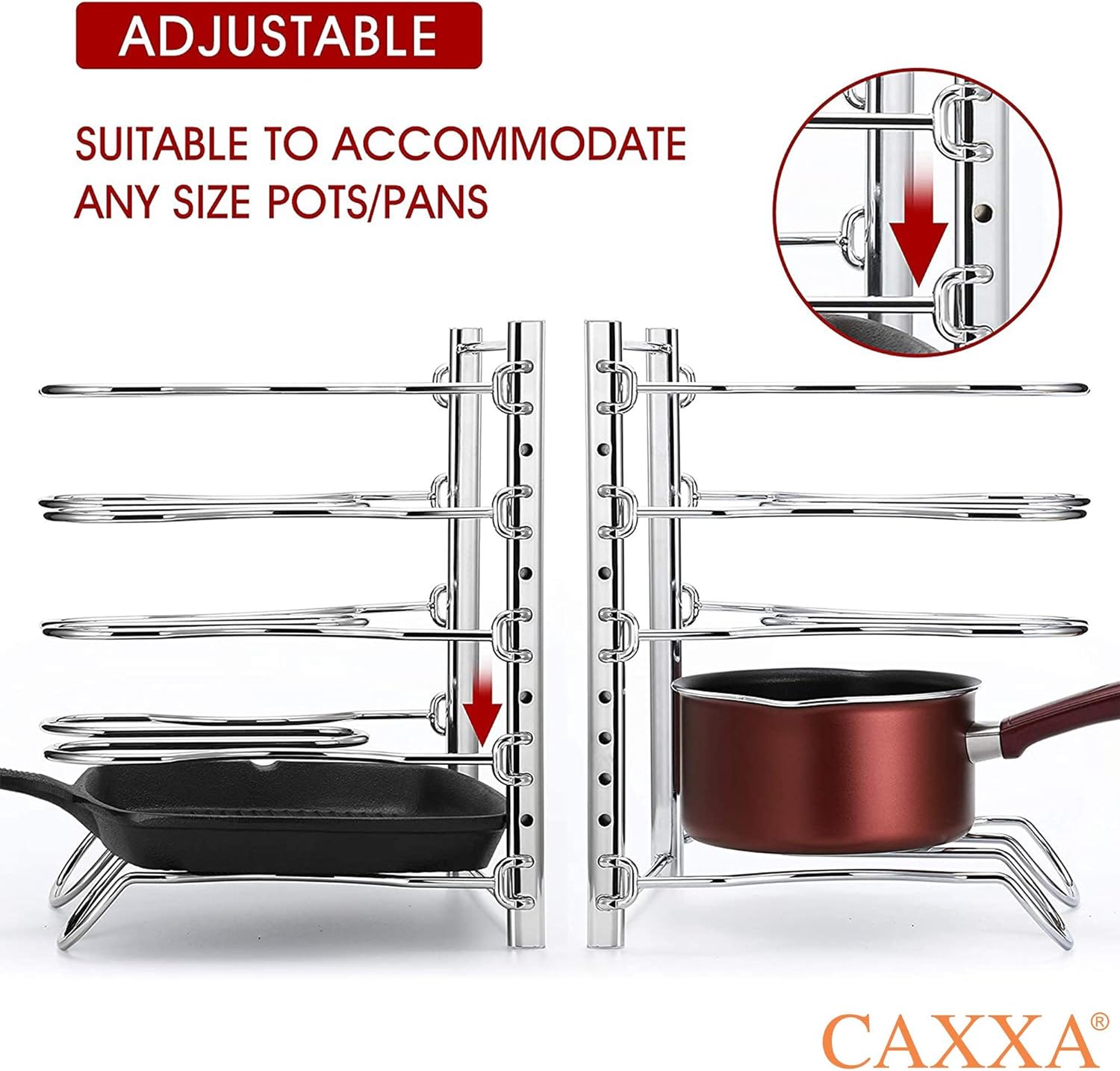 Metal Pan Rack with 5 Adjustable Dividers, Chrome W8403