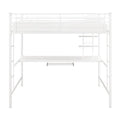 White Full Steel Loft Bed with Wood Workstation X866324