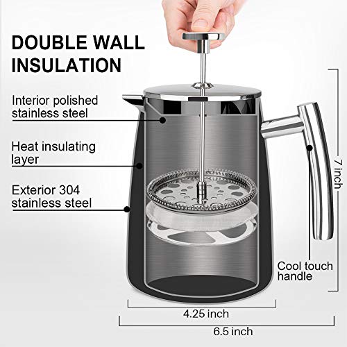 50-Ounce Stainless Steel Insulated French Press Coffee Maker U8469