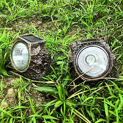 2 Pack 10 LED Waterproof Solar Powered Rock Light B68140