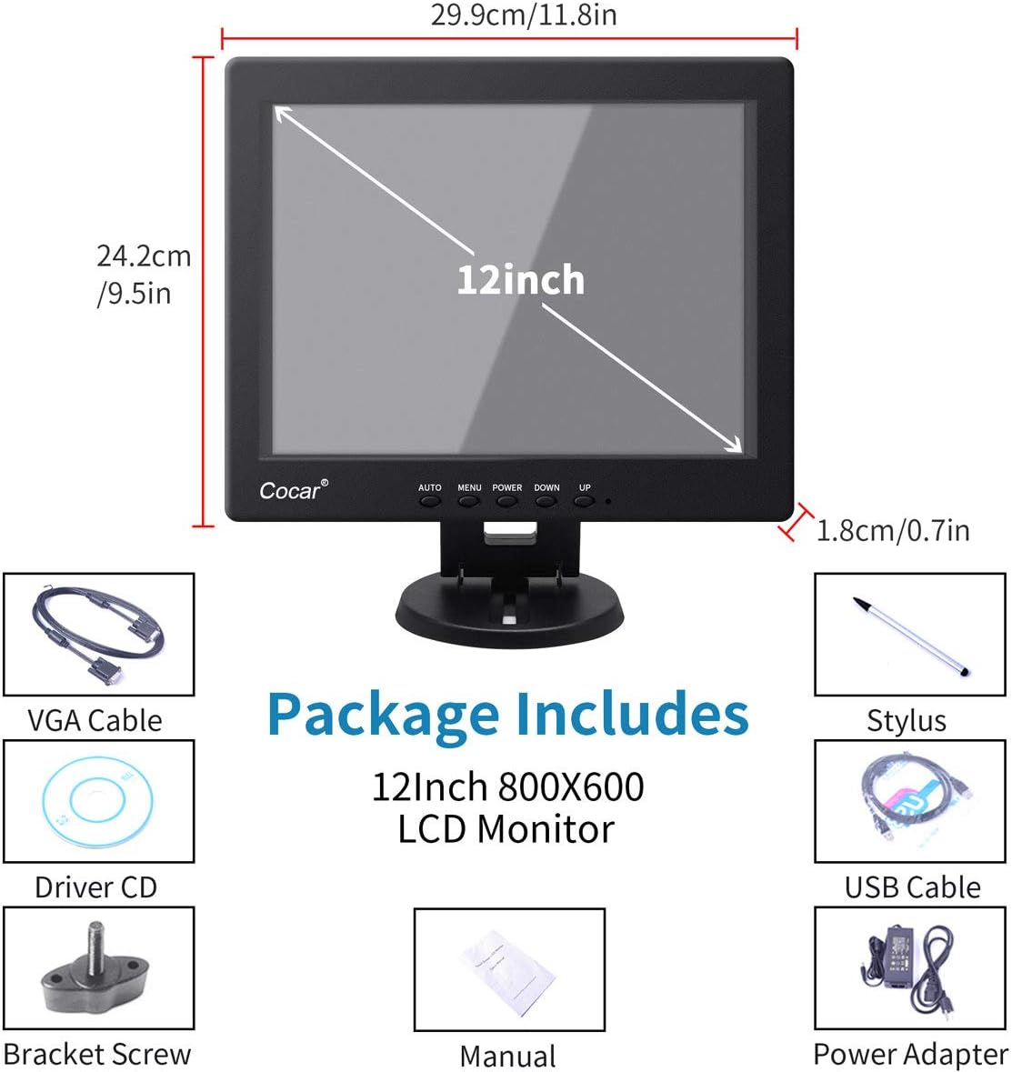 12 Inch LCD Touch Screen Monitor X435