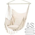 Large Macrame Hanging Hammock Chair with 2 Cushions, Max 500 Lbs V4661