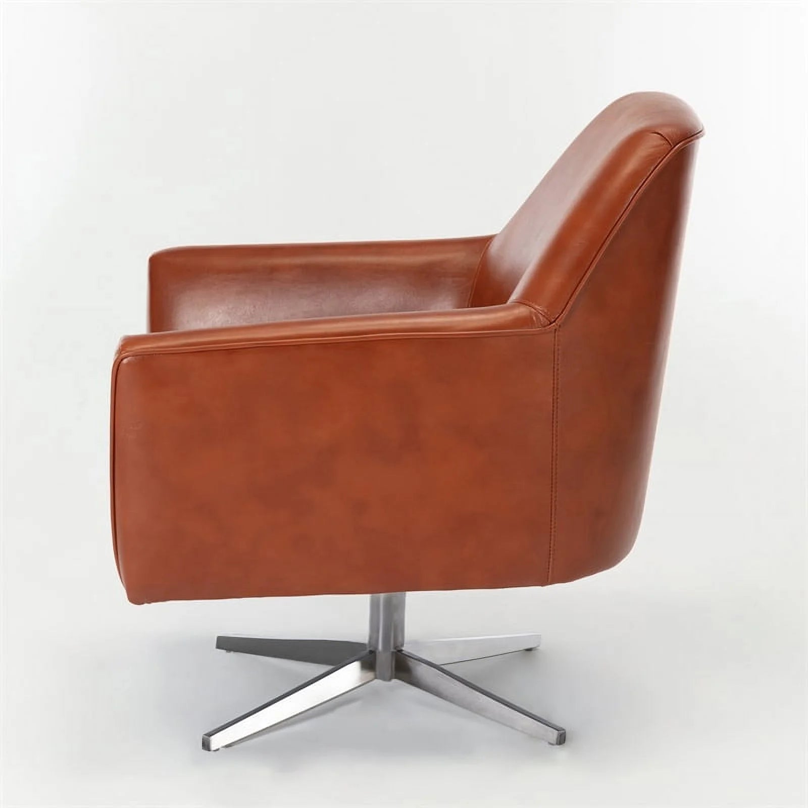 Caramel Brown Faux Leather Swivel Armchair C14026