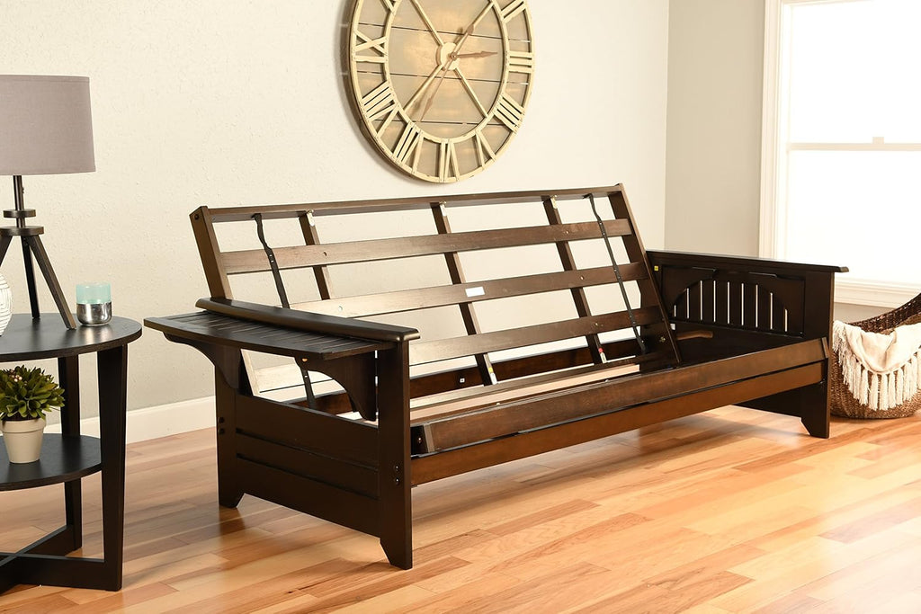 Full Size Futon in Espresso Finish, Linen Charcoal R946135