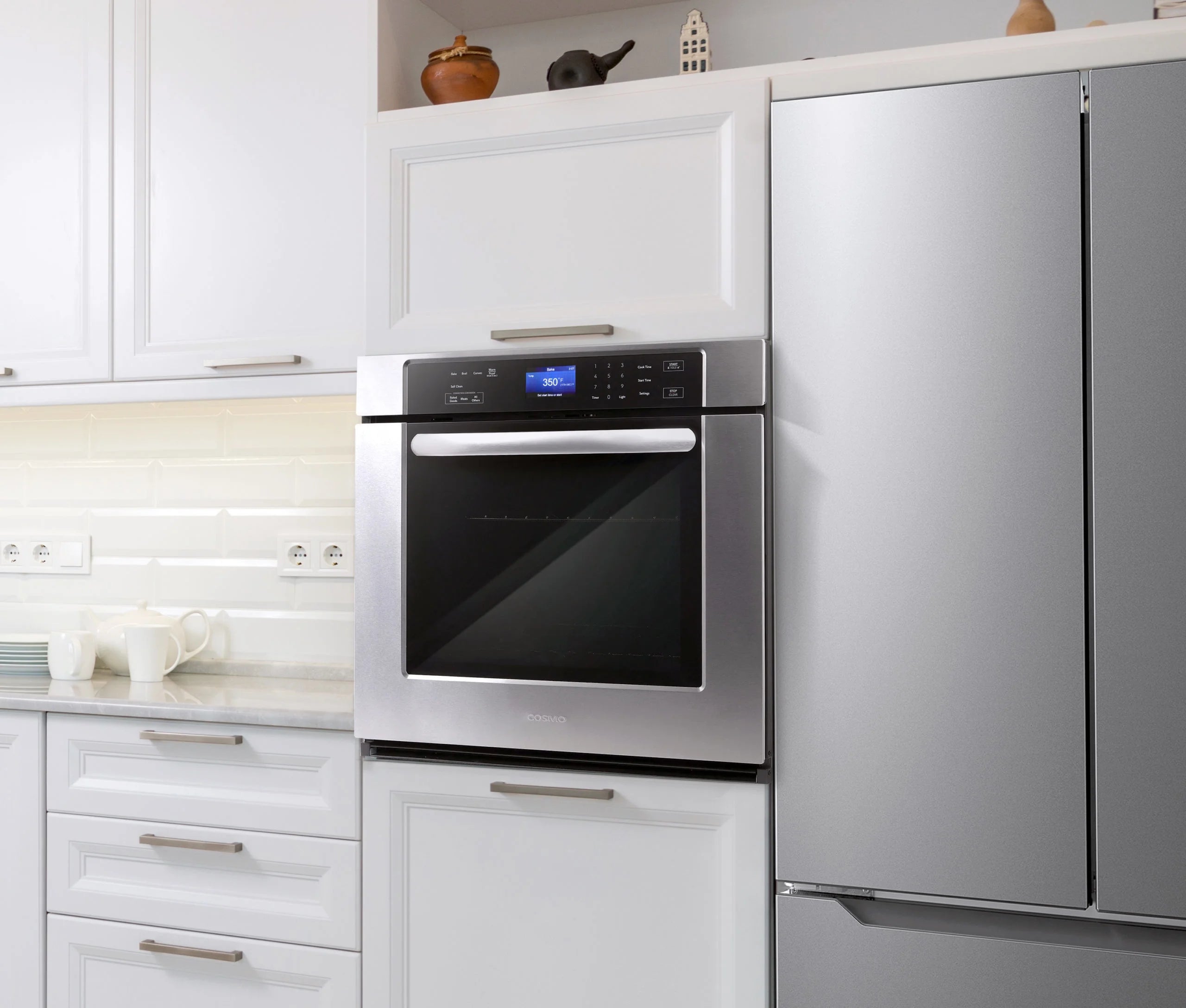 5 Piece Kitchen Appliance Package With 36" Electric Cooktop 30" Single Electric Wall Oven 24.4" Countertop Microwave French Door Refrigerator 24" Built-in Fully Integrated Dishwasher W157808