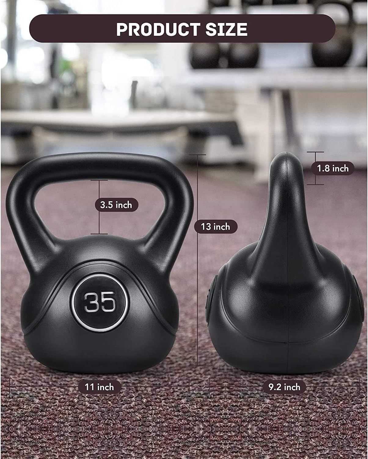 35lb Strength Training Kettlebell with HDPE Handle Workout Equipment Pack of 2 O7406