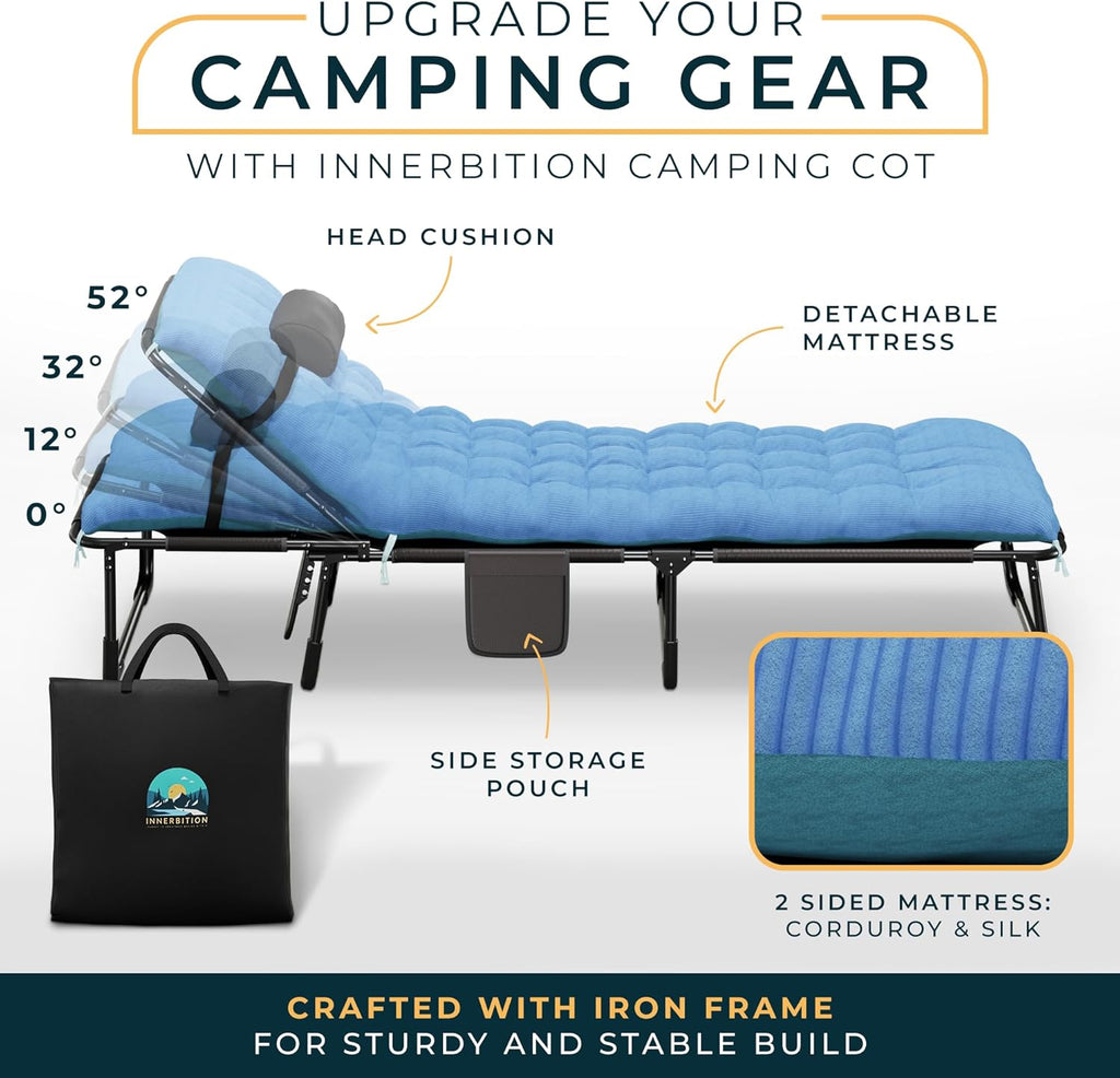 Heavy Duty Folding Camping Cot with Pillow, Cushion & Carrying Bag D407238