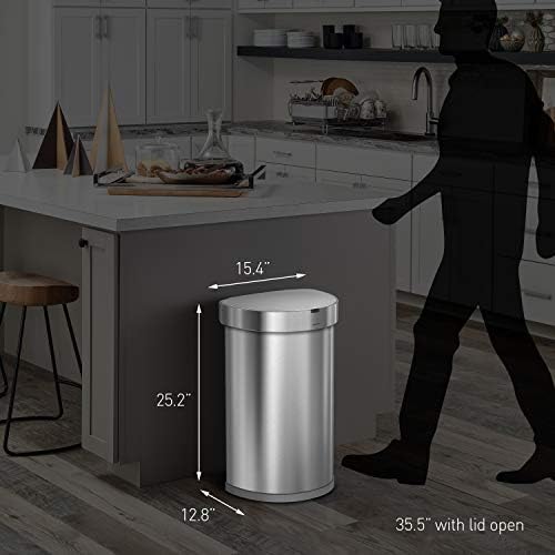 45 Liter Semi-Round Automatic Sensor Trash Can, Brushed Stainless Steel Y31174