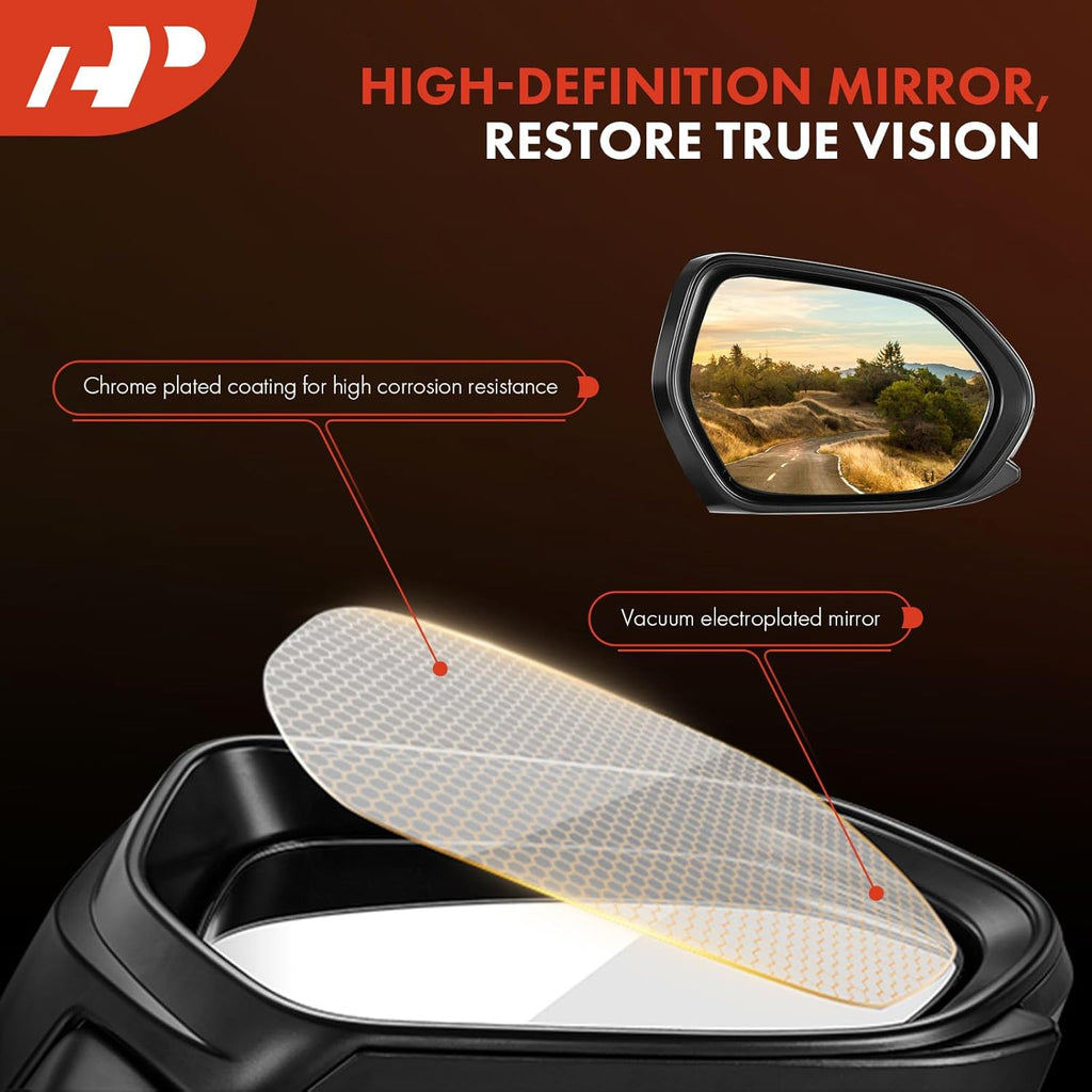 Pair Power Door Mirror Black Non-Heated Manual Folding Outside Rear View Mirror A984826