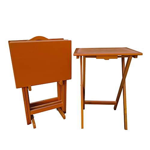 Set of 4 Solid Wood Folding TV Tray Table E311184