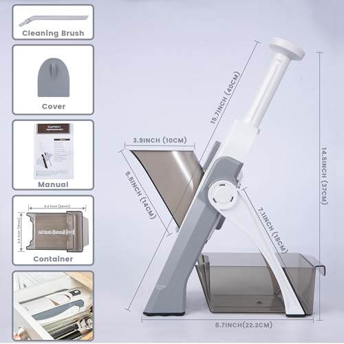 Safe Mandoline Slicer, Thickness Adjustable 0.1-8 mm, Blue D98067
