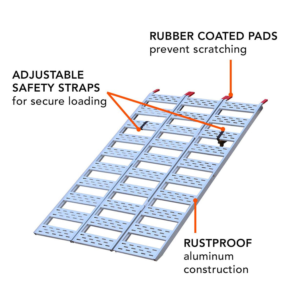 Aluminum Tri-Fold Ramp with Treads, 1,500 lb. Capacity, 50” W x 76” L Q5178