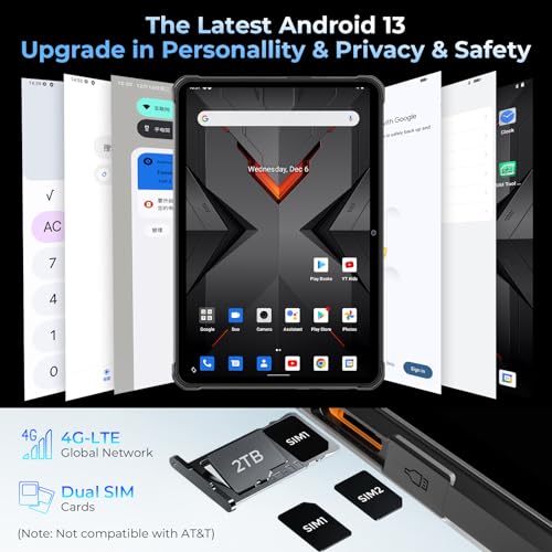 Gray Rugged Tablet 15600mAh 10.1 Inch HD+ 12GB+256GB IP68 IP69K L953808