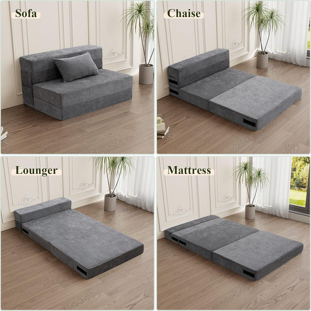 Gray Folding Sofa Bed with Pillow G156408
