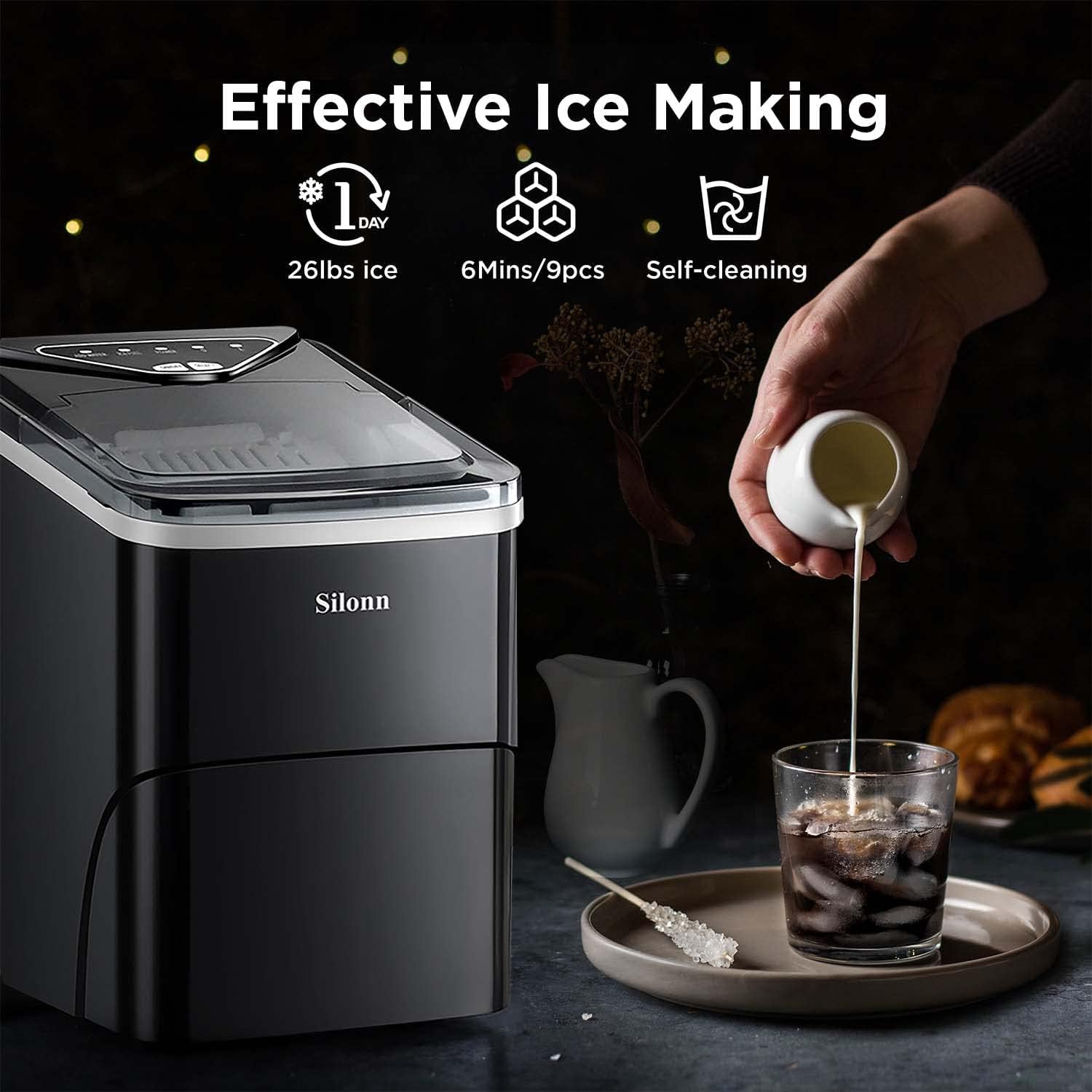 Ice Maker Countertop and Water Filter Pitcher with Filter Change Indicator and 1 Elite Filter G405