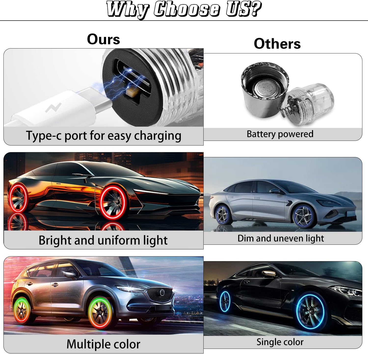 4 PCS Tire Valve Light LED Wheel Lights P141668