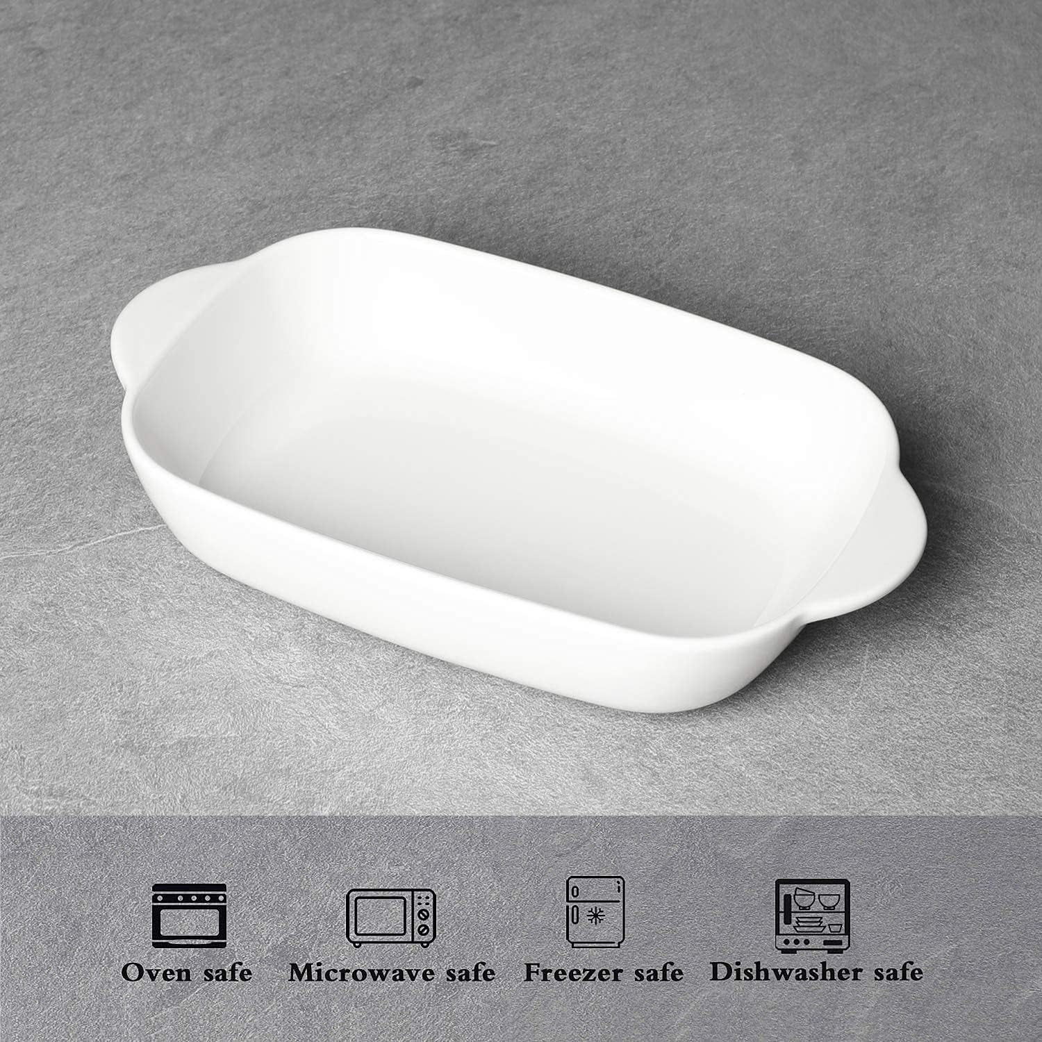 White 2 Pcs Rectangular Ceramic Baking Dish Set J22001