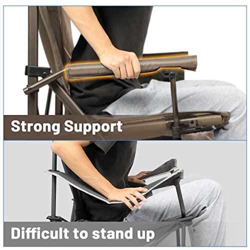 Oversized Folding Camping Chair High Back Heavy Duty with Cup Holder Side Pocket Cooler Bag D365229