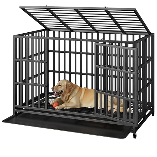 Heavy Duty Steel Dog Crate with Wheels and Removable Tray C327