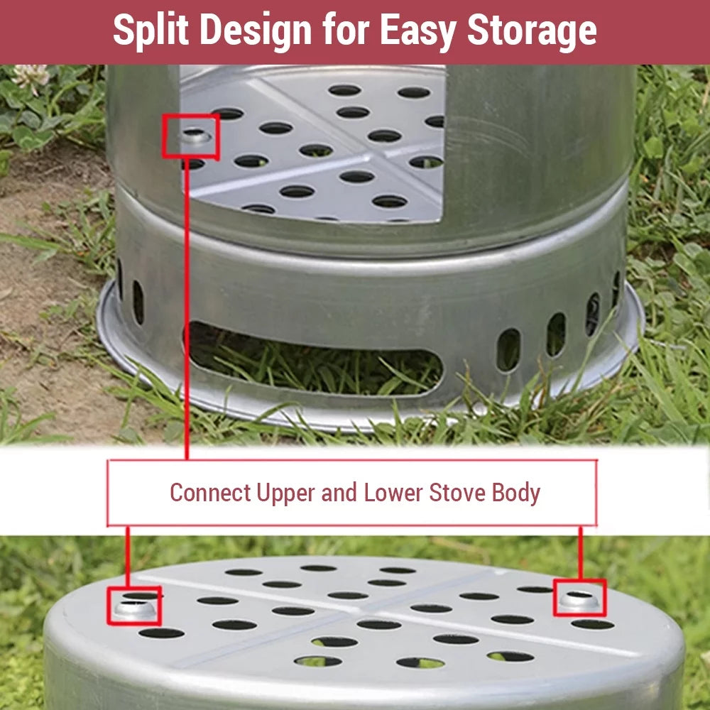 4 In 1 Camping Stove Portable Multi-functional Wood Stove I654