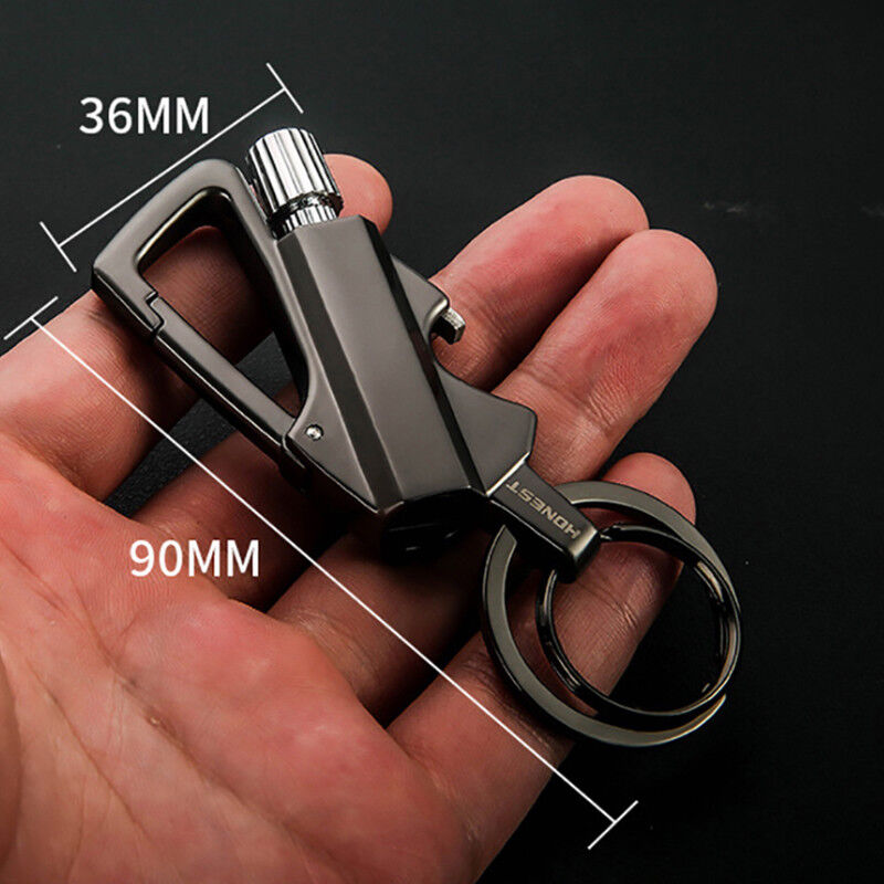 Metal Carabiner Bottle Opener Keychain Flint Fire Starter C806588