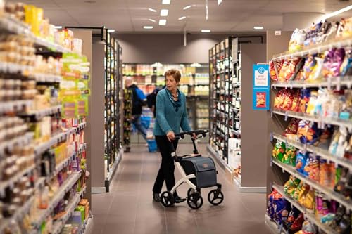Upright Rollator Walker with seat, Lightweight Folding Walker with Large Shopping Bag R4744