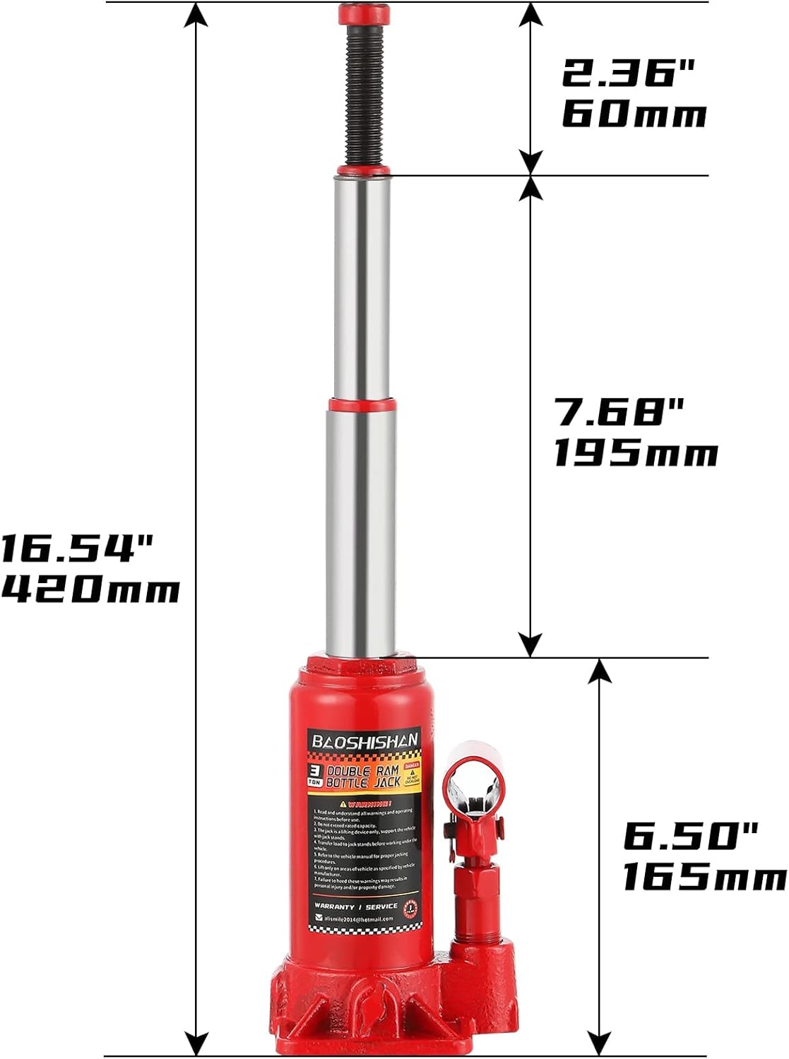 3 Ton Double Ram Bottle Jack with Carrying Case D149640