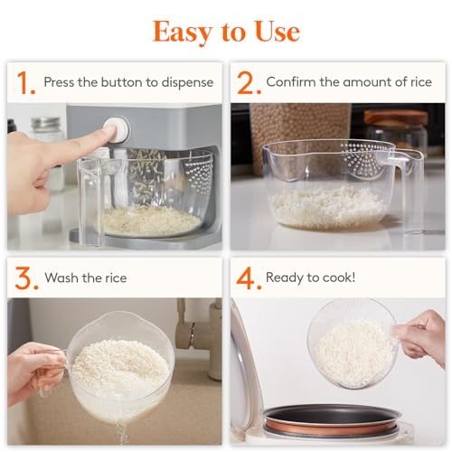 Rice Dispenser 25 Lbs (11.3kg) Sealed Moisture Proof with Measuring Cup BPA-Free D2697