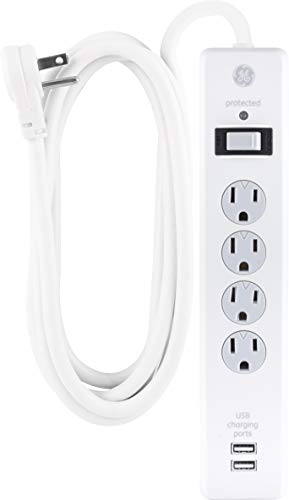 4 Outlets 2 USB Ports Surge Protector with 8ft Power Cord White W651766
