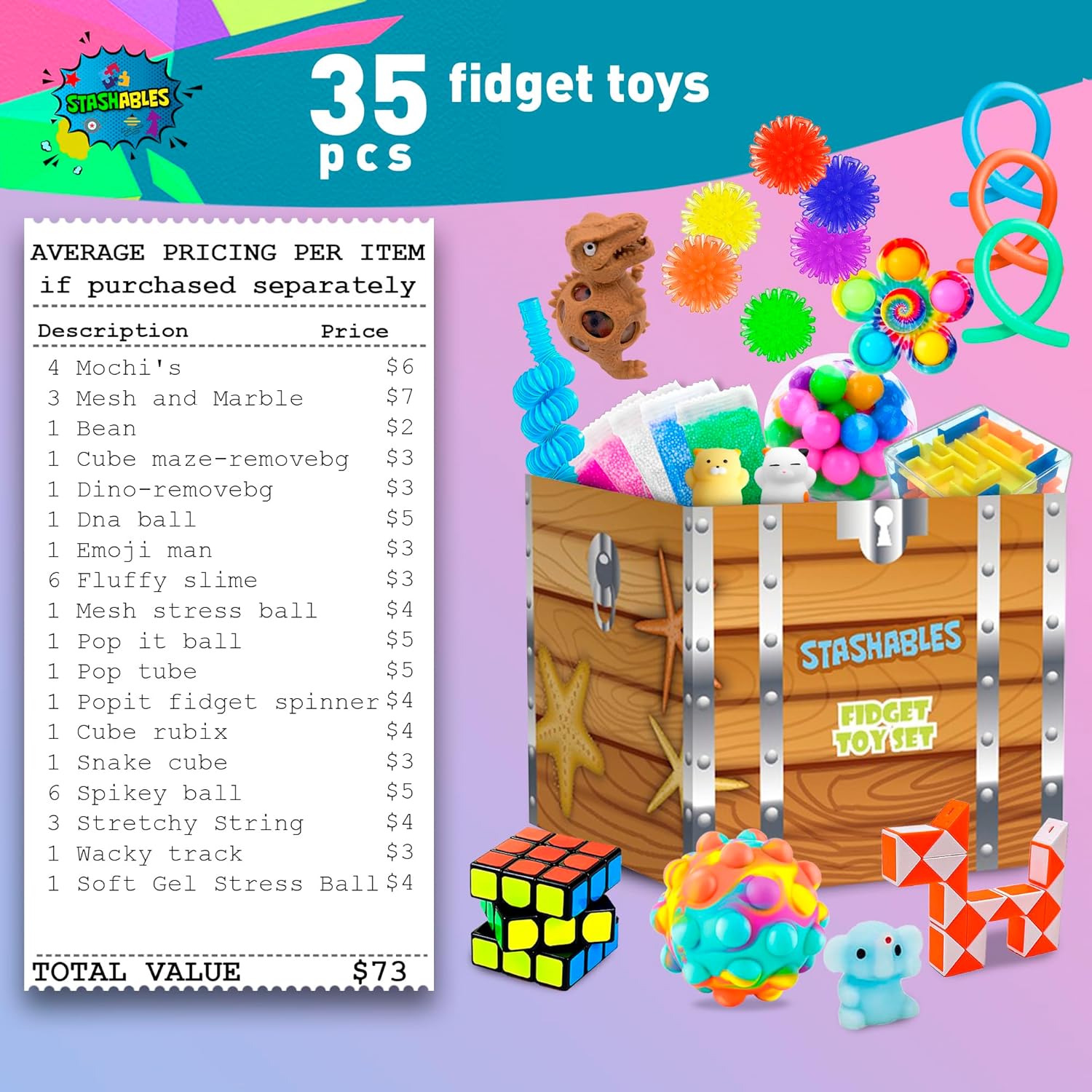 35pcs Fidget Toys Pack with Stress Balls and Fidget Cube Z5327