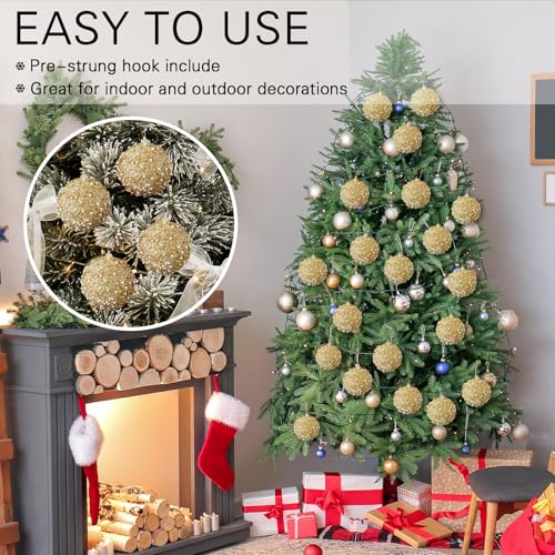 24 Pcs 4" Glitter Christmas Ball Ornament Set D8012