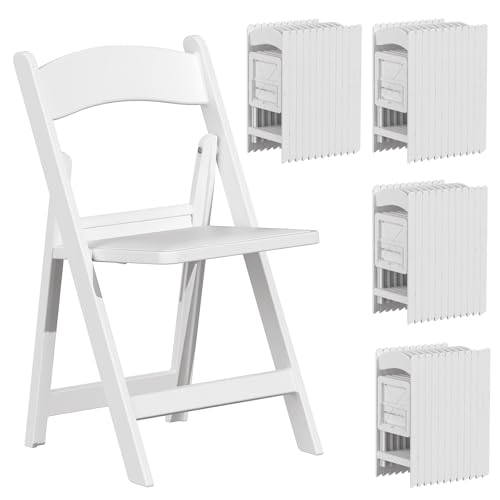 4 Pack White Folding Chairs with Cushion V531885