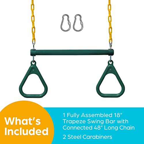 18" Trapeze Swing Bar & 48" Heavy Duty Chain with Locking Carabiners Outdoor Play Equipment (Blue) B82694