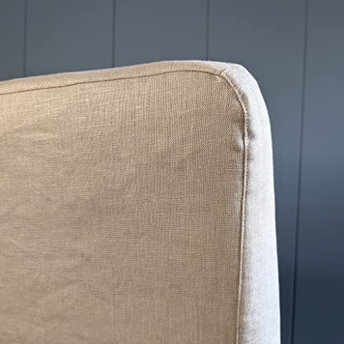 Set of 4 Solid Beige Linen Cotton Dining Chair Cover X156